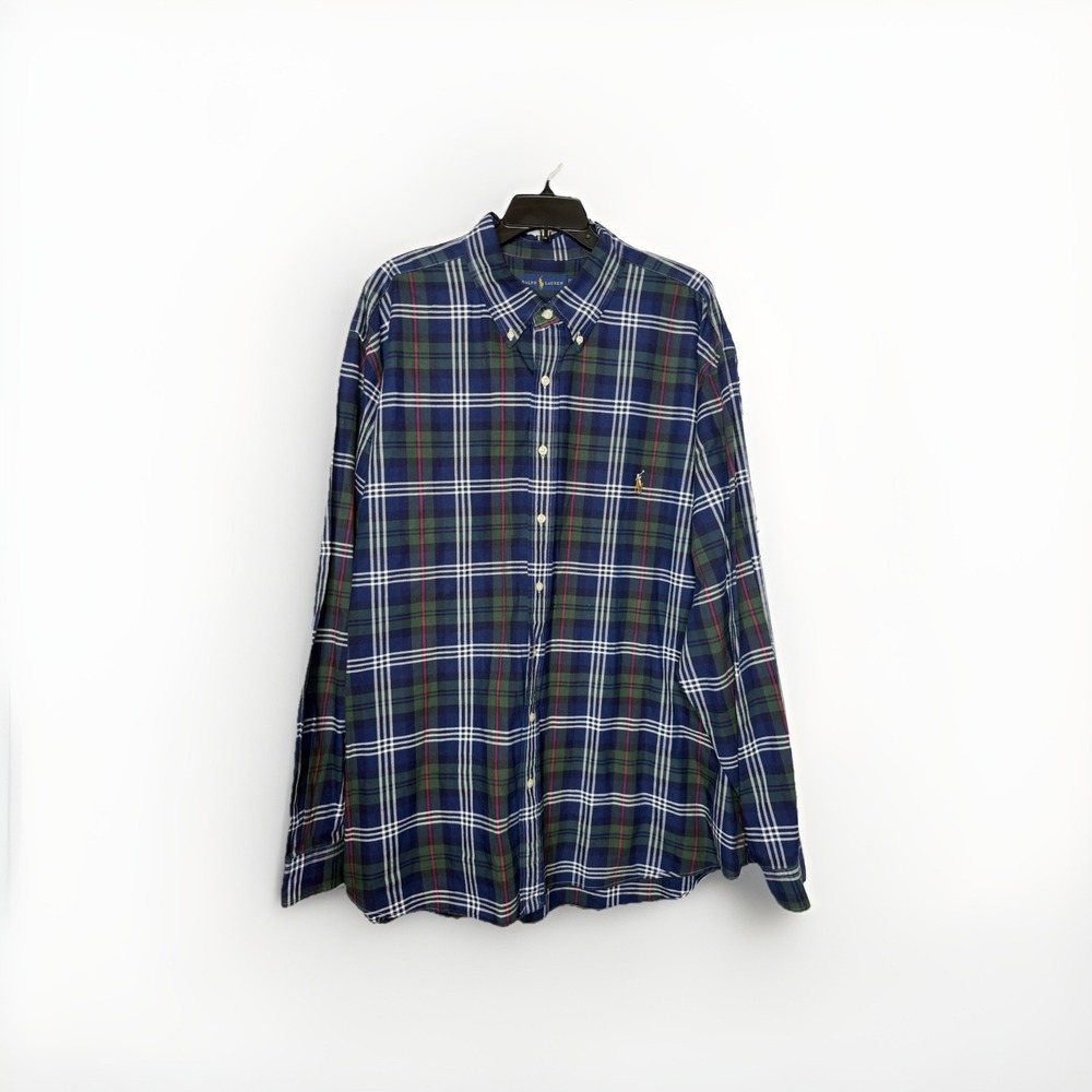 Ralph Lauren Oxford Shirt Mens 2XB‎ Multicolor Plaid Button Down Preppy Pony